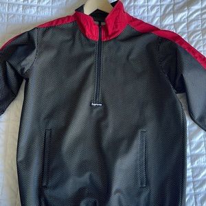 Mens Supreme Authentic Half Zip Windbreaker Black Red Rare Deal 💫